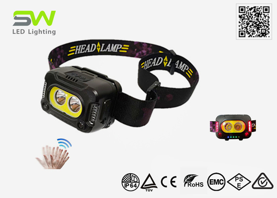 350 Lumens Hands-Free Head Torch With Focus COB Flood Beam Red Warning Lamp