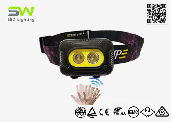 350 Lumens Hands-Free Head Torch With Focus COB Flood Beam Red Warning Lamp