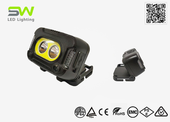 350 Lumens Hands-Free Head Torch With Focus COB Flood Beam Red Warning Lamp