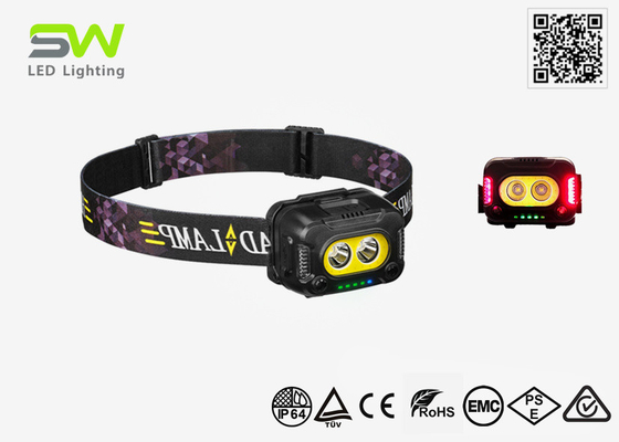 350 Lumens Hands-Free Head Torch With Focus COB Flood Beam Red Warning Lamp
